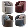 Modern Accent Chairs In Multiple Colors With Decorative Cushions And Rounded Design
