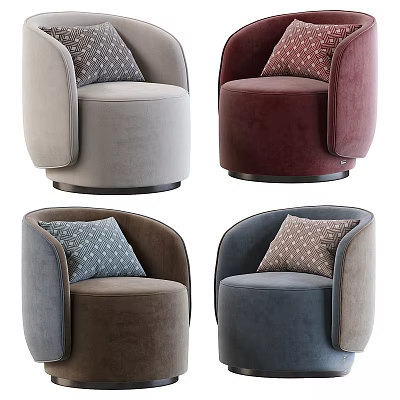 Modern Accent Chairs In Multiple Colors With Decorative Cushions And Rounded Design 3d model
