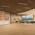 Library Book Bar Reading Room Rest Hall Book Reading Area Wine Bar Counter Desk Front Desk Leisure Table and Chair Leisure Hall Tea Bar 3d model