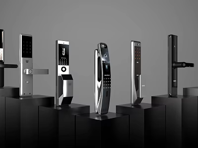 Modern Smart Door Locks Display With Various Designs And Digital Panels 3d model