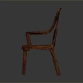 Brown Handwoven Wicker Armchair With Armrests And Simple Design Structure