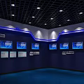 Historical Military Exhibition Hall With Soldiers Models Flame Decor And Blue Walls