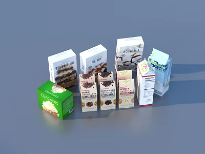 Assorted Household Product Packaging Boxes With Diverse Designs And Labels 3d model