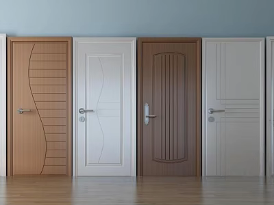 Various Design Hinged Doors With Wooden And White Finishes In Modern Styles 3d model