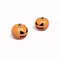 Two Carved Halloween Pumpkins With Spooky Faces On White Background
