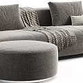 Modern Sectional Sofas In Gray And White With Ottoman Pillows And Throw Blankets 3d model