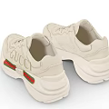 Cream Colored Gucci Sneakers With Red And Green Web Stripe And Chunky Sole