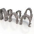 Architectural Stone Arch Decorative Elements With Various Shapes And Textured Details 3d model