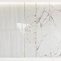 Modern Decorative Wall Panel With White Marble Texture Grid Pattern And Golden Lines 3d model