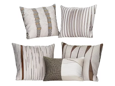 Stylish Decorative Throw Pillows With Neutral Striped Patterns And Modern Designs 3d model