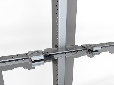 Industrial Ironwork Mechanical Framework With Metal Rods Holes And Connecting Components 3d model