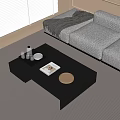 Modern Black Coffee Table With Tray Book Glasses And Gray Sofa In Living Room