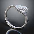 Sleek Modern Silver Ring With Two Connected Stones And Smooth Band Design