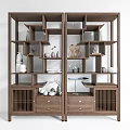 Modern Wooden Bookcase Design With Open Shelves Drawers And Decorative Items