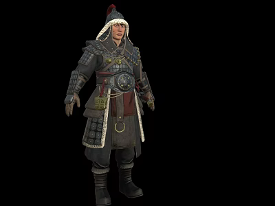 Man Wearing Detailed Ancient Traditional Armor And Robe With Belt Accessories 3d model