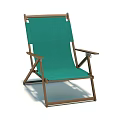 Green Fabric Lounge Chair With Wooden Frame Foldable Design For Outdoor Use