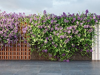 Modern vine blue flower green plant wall flower plant green plant wall flowering plant combination 3d model