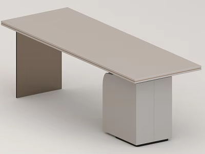 Modern Minimalist Dining Table With Rectangular Smooth Tabletop And Unique Asymmetric Support Legs 3d model