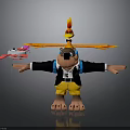 Playful Bear Character Wearing Black Coat Yellow Shorts With Outstretched Arms Phoenix And Pink Object