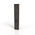 Industrial Control Panel Device With Yellow Black Warning Stripes And Red Black Buttons