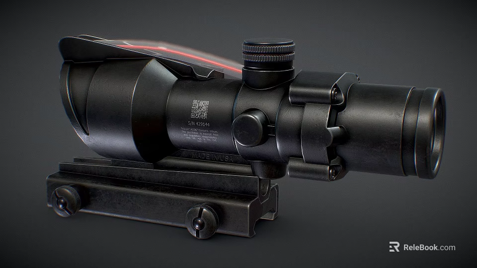 Tactical Weapon Rifle Scope With Precision Optical Lens Adjustable Knobs And Mount Base 3d model 