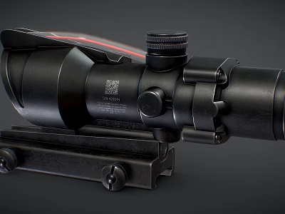 Tactical Weapon Rifle Scope With Precision Optical Lens Adjustable Knobs And Mount Base 3d model