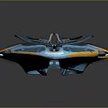Futuristic Blue And Orange Spacecraft With Streamlined Design And Detailed Cockpit