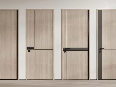 Modern Wooden Hinged Doors With Sleek Design And Black Accents 3d model