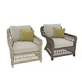 Stylish Comfortable Outdoor Wicker Sofa With Beige Cushion And Yellow Pillow