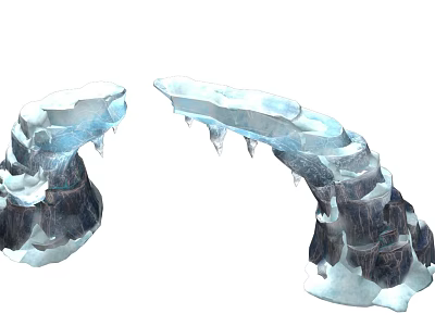 Symmetrical Curved Frosty Ice Sculptures With Icicles And Textured Surfaces 3d model