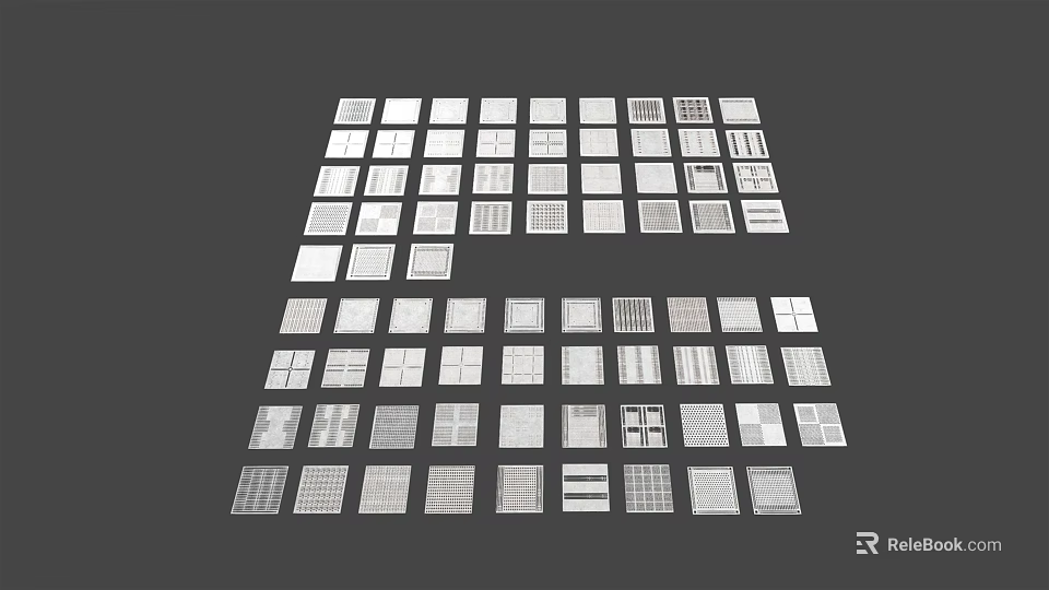 Air Conditioner Vents Collection With Various Grille Patterns And Different Designs 3d model 