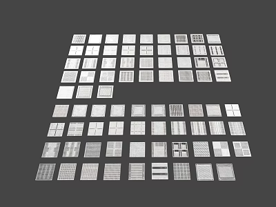 Air Conditioner Vents Collection With Various Grille Patterns And Different Designs 3d model