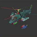 Military Attack Helicopter With Dual Rotors And Mounted Missile Systems