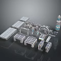 Space Station Modular Components Design with Connecting Structures and Propulsion Unit
