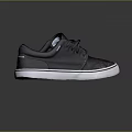 Stylish Black Casual Lace Up Shoes With White Sole And Canvas Upper