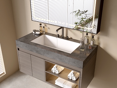 Modern Bathroom Cabinet Bathroom Counter Basin Bathroom Ornaments Mirror Cabinet Sink 3d model