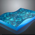 Natural Water Scene With Blue Rippled Surface Shimmering Liquid Form And Reflective Dark Background