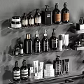 Bathroom Accessories Collection With Shelves Bottles Towels Towel Racks And Toilet Paper Holder