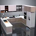 Modern Kitchen Interior With Wooden Cabinets White Island Counter And Stainless Steel Appliances