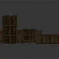 Rustic Wooden Fence Sections With Shelf And Plank Arrangement Design