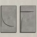 Minimalist Gray Wall Decor With Black Frame And Geometric Abstract Design 3d model