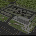 Well Designed Large Parking Lot Aerial View With Greenery Surroundings Adjacent Roads and Management Building