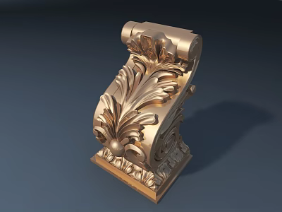 Ornate Road Infrastructure Decorative Element With Golden Scroll And Floral Patterns 3d model