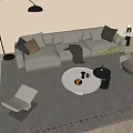Modern Sofa Coffee Table Combination Single Sofa Stool Living Room Sofa 3d model
