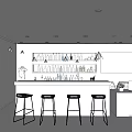 Modern Bar Area Minimalist Bar 3d model