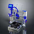 Desktop Computer Controlled 3D Printer with Blue Digital Control Panel and Metal Frame 3d model