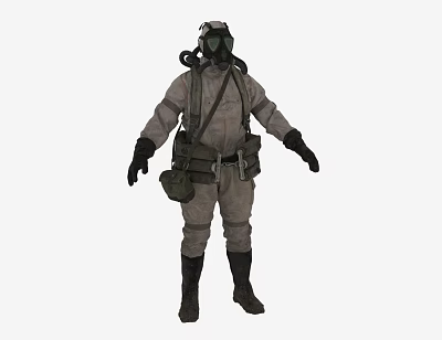 Man Wearing Protective Suit With Gas Mask And Backpack Gear 3d model Man Wearing Protective Suit With Gas Mask And Backpack Gear 3d model