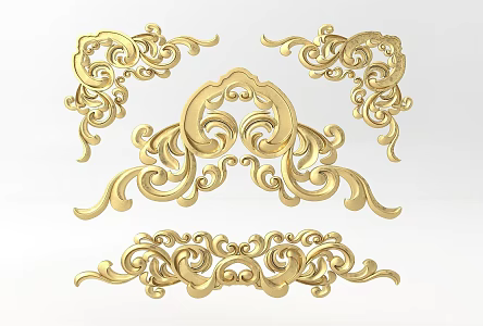 Modern style carved components 3d model