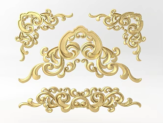 Modern style carved components 3d model