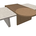 Modern Coffee Table Design With Wooden And Stone Elements Round And Rectangular Tops 3d model